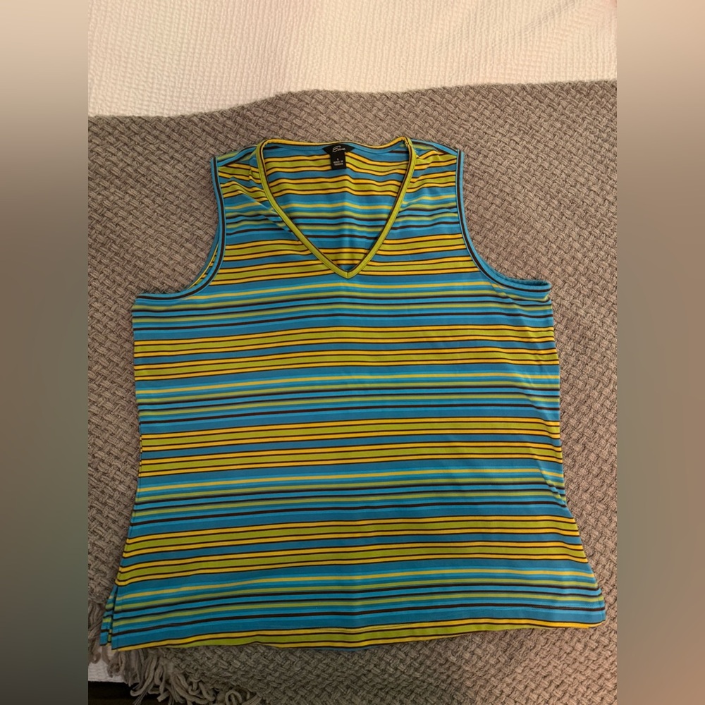 Emme Striped Sleeveless V-Neck Top
